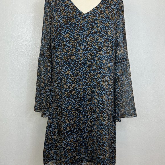 Cabi Womens Style 3648 Poise Bell Sleeve Dress Blue Floral Size M - Picture 3 of 7